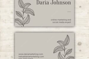 Minimalist business card design with botanical element