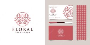 Minimalist elegant floral logo for beauty, cosmetics, yoga and spa. logo design and business card