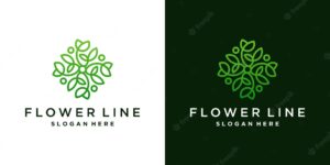 Minimalist flower logo ornament with line and circle