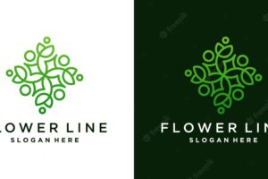 Minimalist flower logo ornament with line and circle