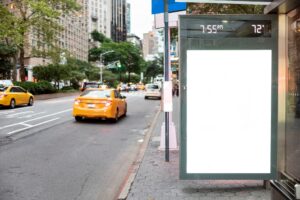 Mock-up billboard in bus stop
