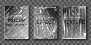 Mockup of transparent cellophane stretch film