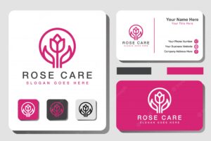 Modern beauty rose care logo for boutique, spa, cosmetics, salon within business card design