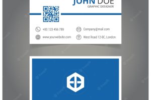 Modern blue and white business card