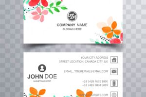 Modern colroful floral business card set design