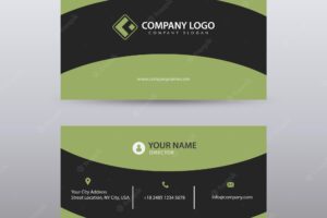 Modern creative and clean business card template with green black color fully editable vector