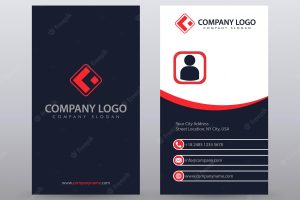 Modern creative vertical clean business card template with red blue color fully editable vector
