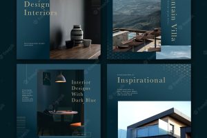 Modern furniture social media post template collection