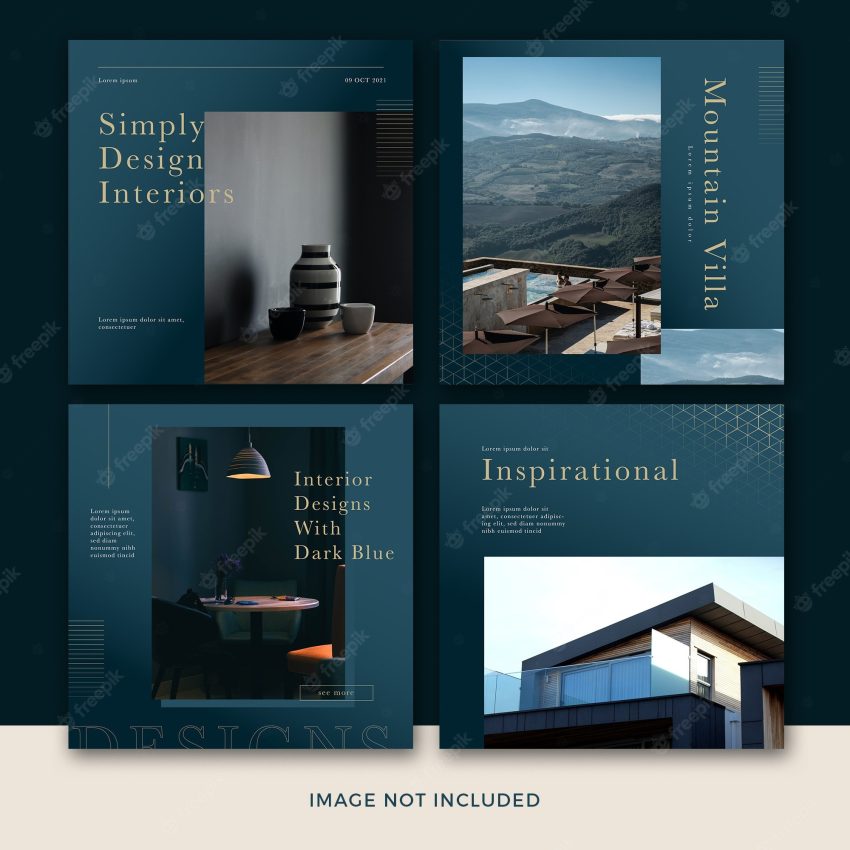 Modern furniture social media post template collection