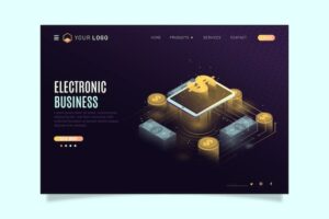 Modern landing page with isometric technology