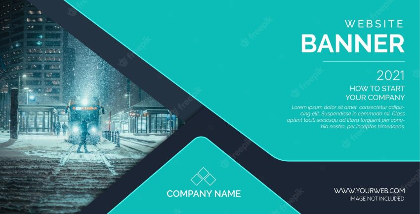 Modern website banner template with abstract shapes