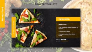 Moody restaurant food banner template mock-up