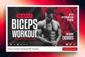 Muscle toning fitness workout youtube channel thumbnail and web banner