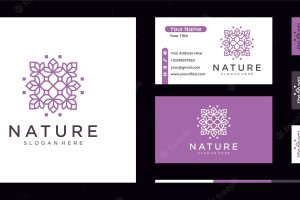 Nature abstract luxury logo with line art style and business card