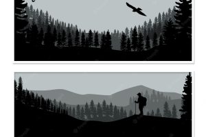 Nature banners with silhouettes