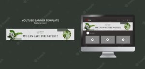 Nature conservation youtube banner template with vegetation