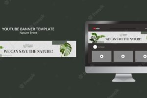 Nature conservation youtube banner template with vegetation
