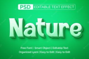 Nature modern 3d photoshop text effect layer style template