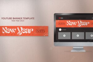 New year 2023 youtube banner template design