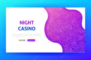 Night casino landing page. vector illustration of gamble web banner.