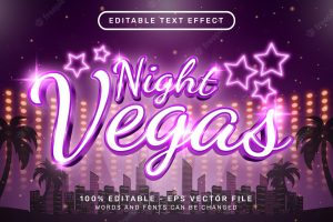 Night vegas 3d text effect and editable text effect