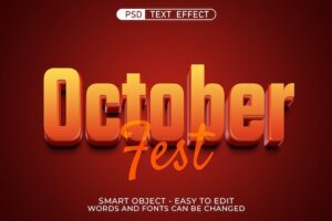 October fest editable text effect 3d style