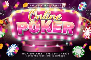 Online poker jackpot 3d text effect and editable text effect