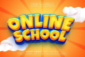 Online school text glossy editable 3d style text effect