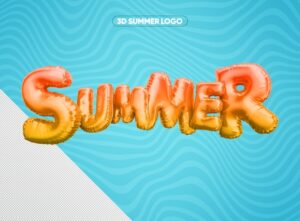 Orange and yellow 3d summer logo for design