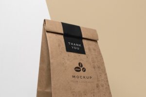 Paper bag with coffee mock up