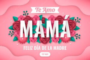 Paper style mothers day floral background in spanish