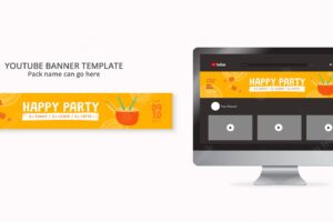 Party horizontal youtube banner with leaves and masks