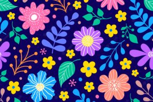 Pattern with flowers and leaves