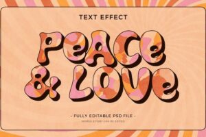 Peace and love text effect