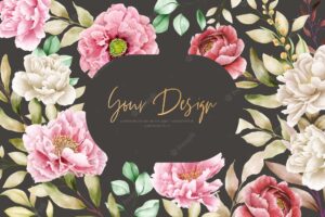 Peony floral background and frame design
