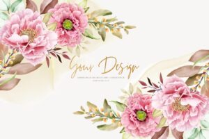Peony floral background and frame design