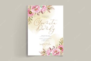 Pink peony background and frame card design