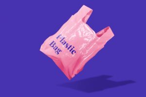 Pink plastic grocery bag