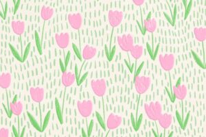 Pink tulip field background line art banner