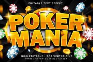 Poker mania 3d text effect and editable text effect