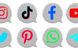 Popular social media icons logo collection 3d render