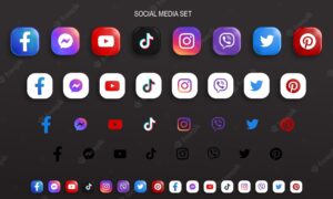 Popular social media icons set in a modern 3d style