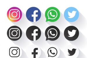 Popular social media logo collection in circles