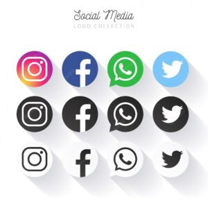 Popular social media logo collection in circles