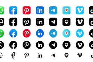 Popular social network logo. social network sign. flat social media icons. realistic set. ui ux white user interface. logo