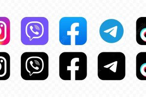 Popular social network logo. social network sign. flat social media icons. realistic set