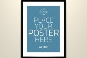 Poster template of a blank paper sheet in frame