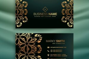 Premium business card with golden floral ornament