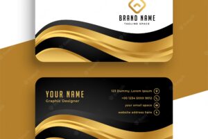 Premium golden business card  with wavy shape