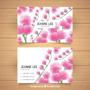 Pretty corporate card with pink flowers